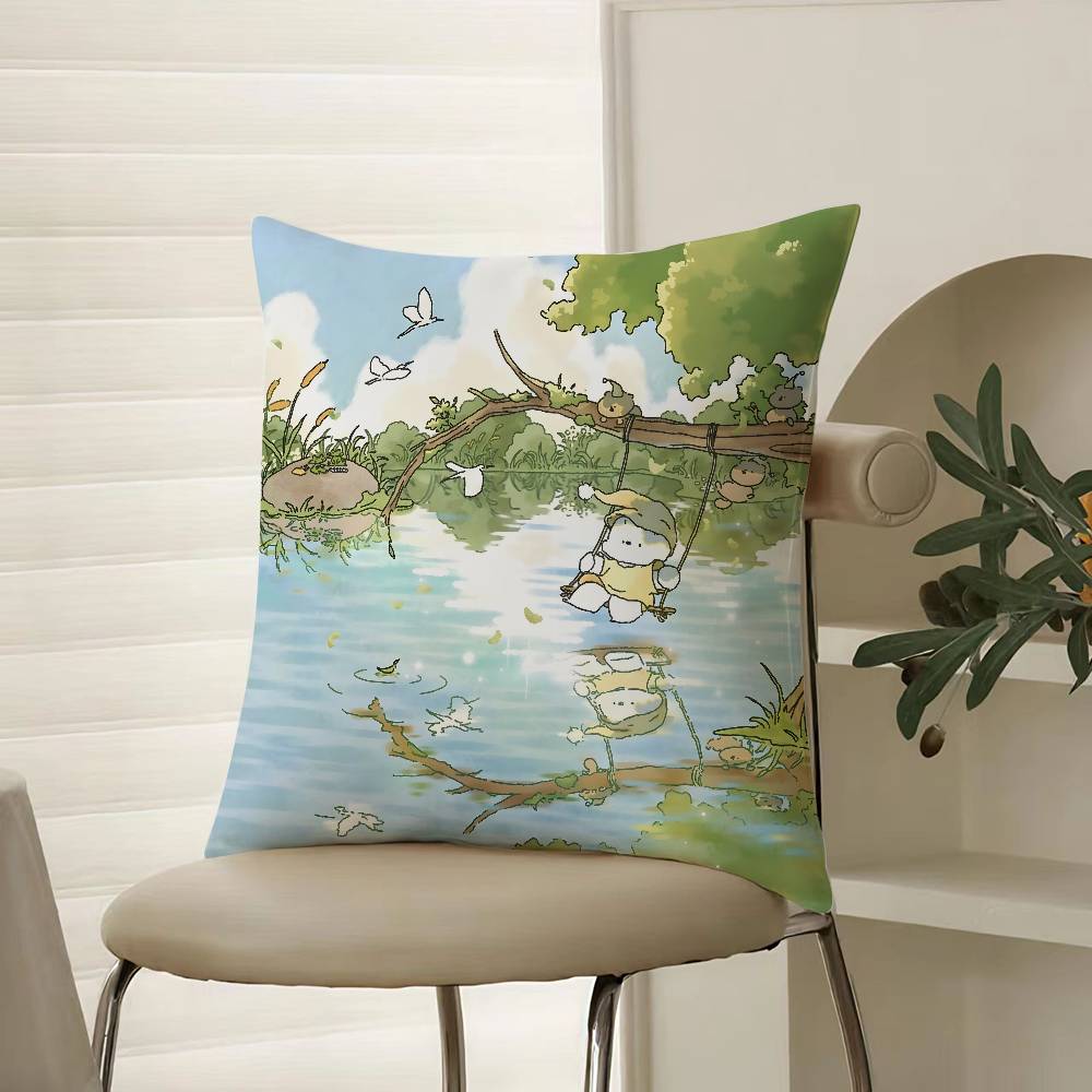 Author Somdoo Cute Animals Quiat Peaceful Pillow Case Comfort Sofa Bed Silky elegant Invisible zipper Decorative cushion cover
