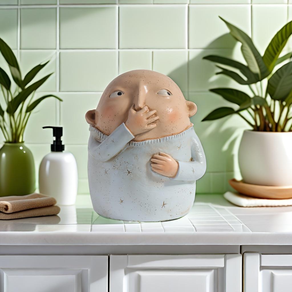 New Vulgar Resin Sculpture Funny Boy Girl Pinching Nose Statue Bathroom Decor Couple Gift