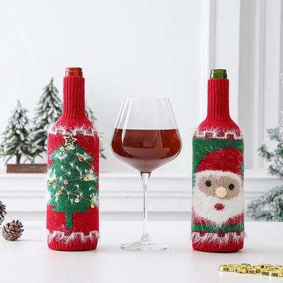 Vánoční dekorace pro domov Santa Claus Obal na láhev vína Sněhulák Ponožka Dárek Pletený Vánoce Navidad Dekor Šťastný Nový Rok