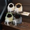 Dumpling Shape Pu Clutch Bag With Zipper Closure And Chain For Casual Day Out