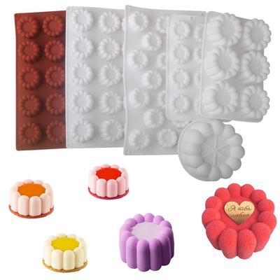Black Silicone Mousse Cake Molds: Square, Triangle, Heart, Star & Flower Shapes