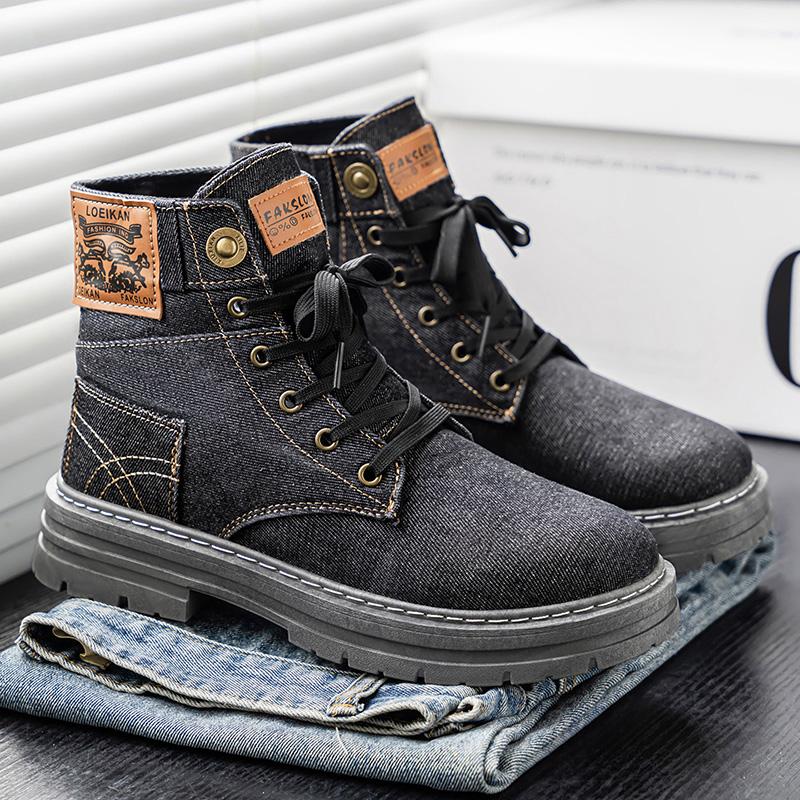 Men's High-top Denim Boots Casual Sports Shoes Trendy and Fashionable Men's Boots Street Walking Boot and Men's Boot Zapatos