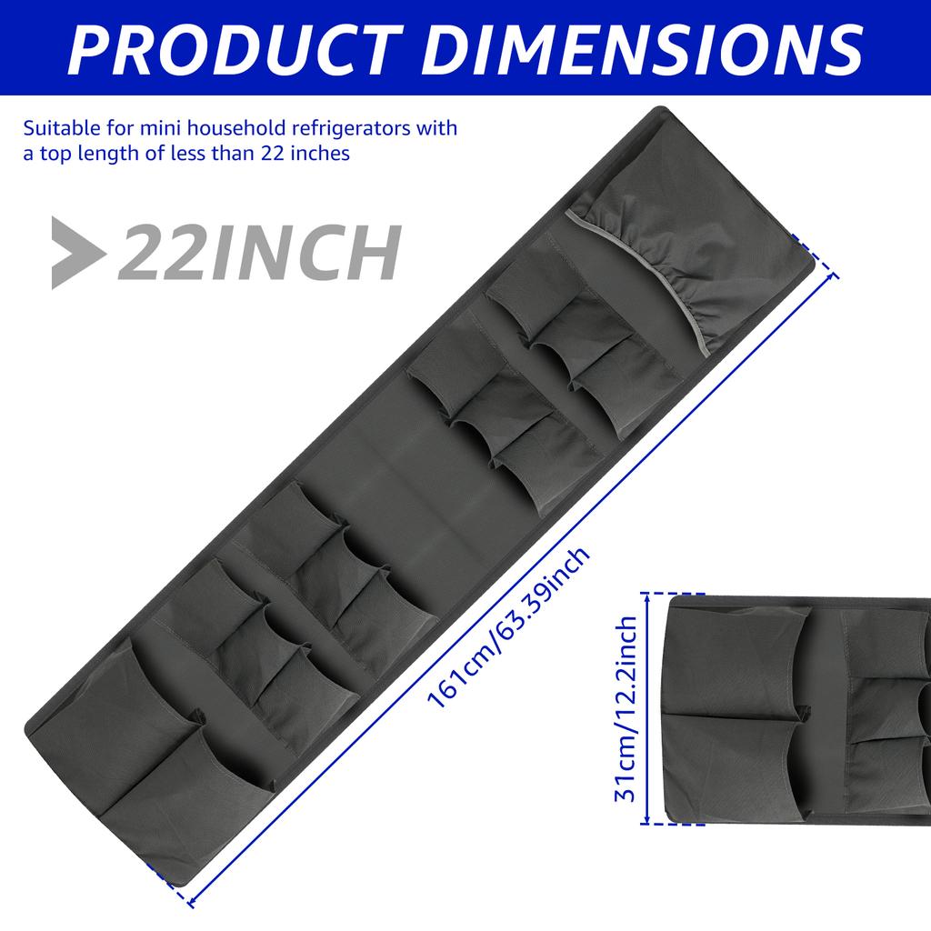 Refrigerator Dust Proof Cover 15 Pockets Caddy Organizer Hanging Bag Household Fridge Storage Bag Portable Stylish Multi-purpose