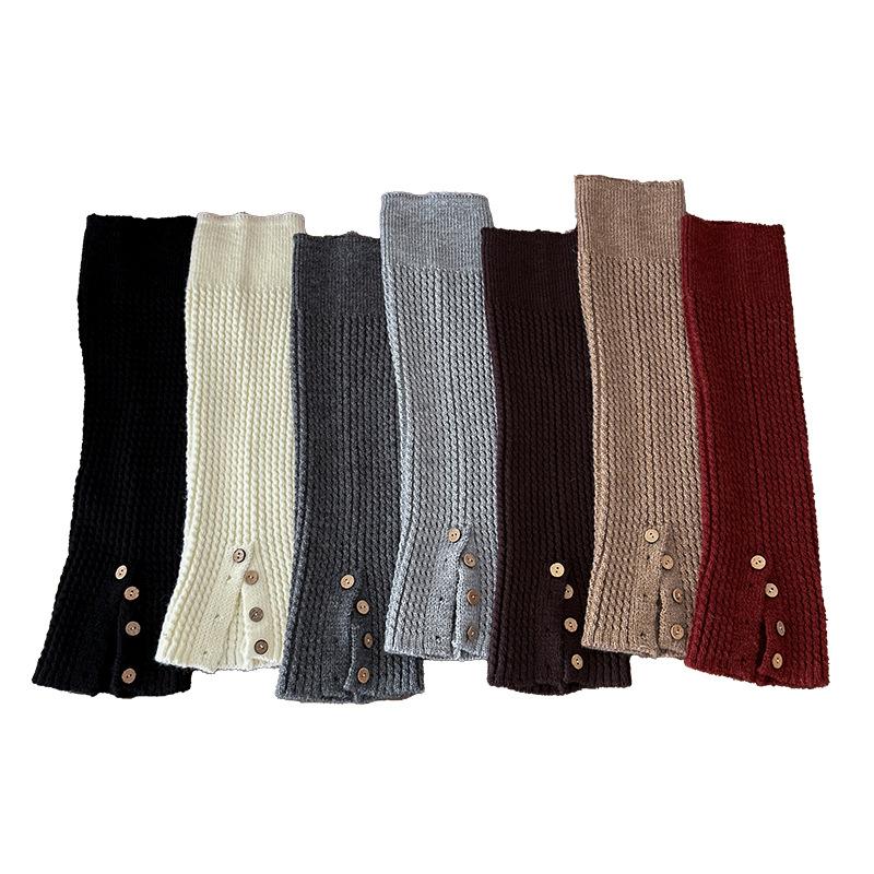 Boots Still Cotton Socks Cover Thickened Warm Calf Socks Button Split Fork Knitted Retro Milk White Wool Leg Cover