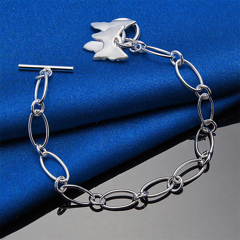 925 sterling silver 8-inch exquisite double-layer butterfly bracelet, fashionable women's wedding jewelry, party accessories