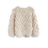 Chicwish Heart Knit Ivory Pom-Pom Cardigan,