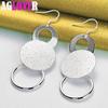 925 Sterling Silver Three Circle Matte Drop Earrings Jewelry