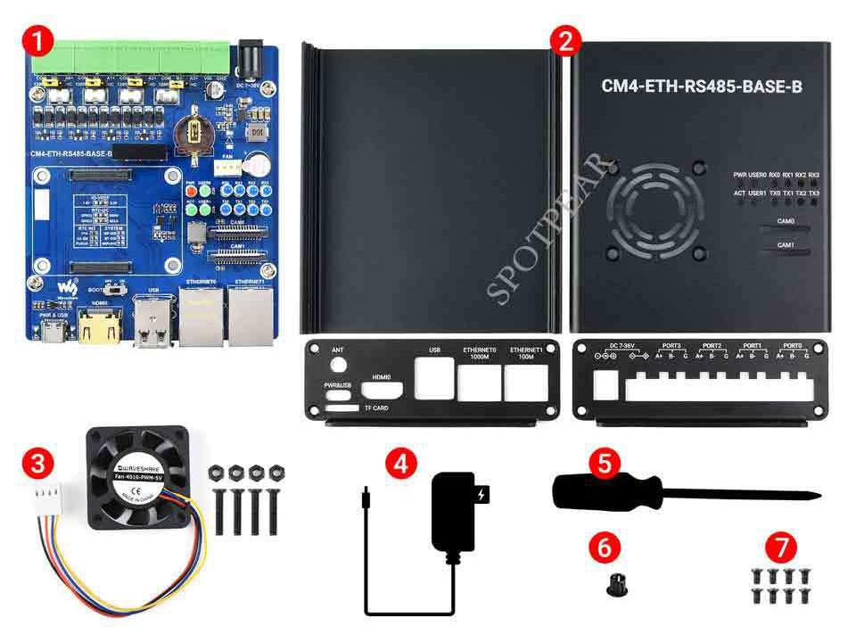 Raspberry Pi CM4 Baseboard: Dual RJ45, Quad-Isolated RS485, USB 2.0 Expansion