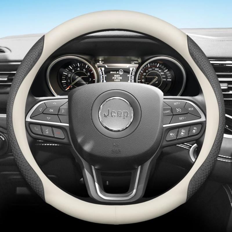 Leather Car Steering Wheel Cover for Jeep Grand Cherokee Wrangler Compass Avenger Renegade 2012 - 2023 2024 2025 Accessories