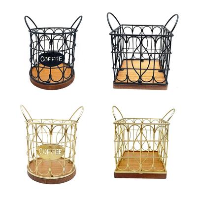 Round/Square Coffee Storage Basket Large Capacity Coffee Pods Organizer Espressos Pods Basket for Kitchen Countertop