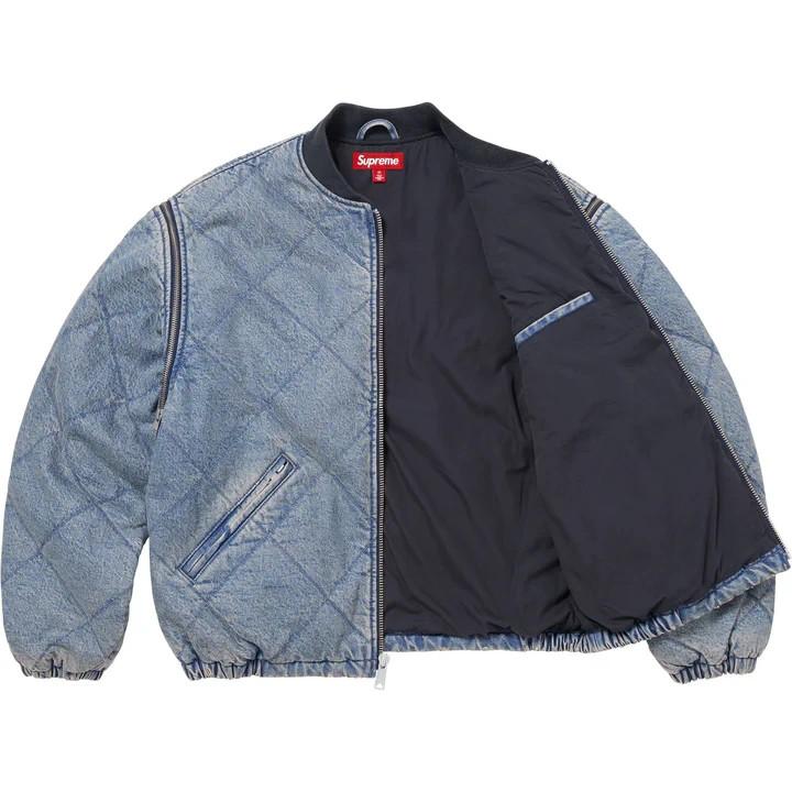Supreme Zip-Off Sleeve Quilted Bomber Jacket Denim