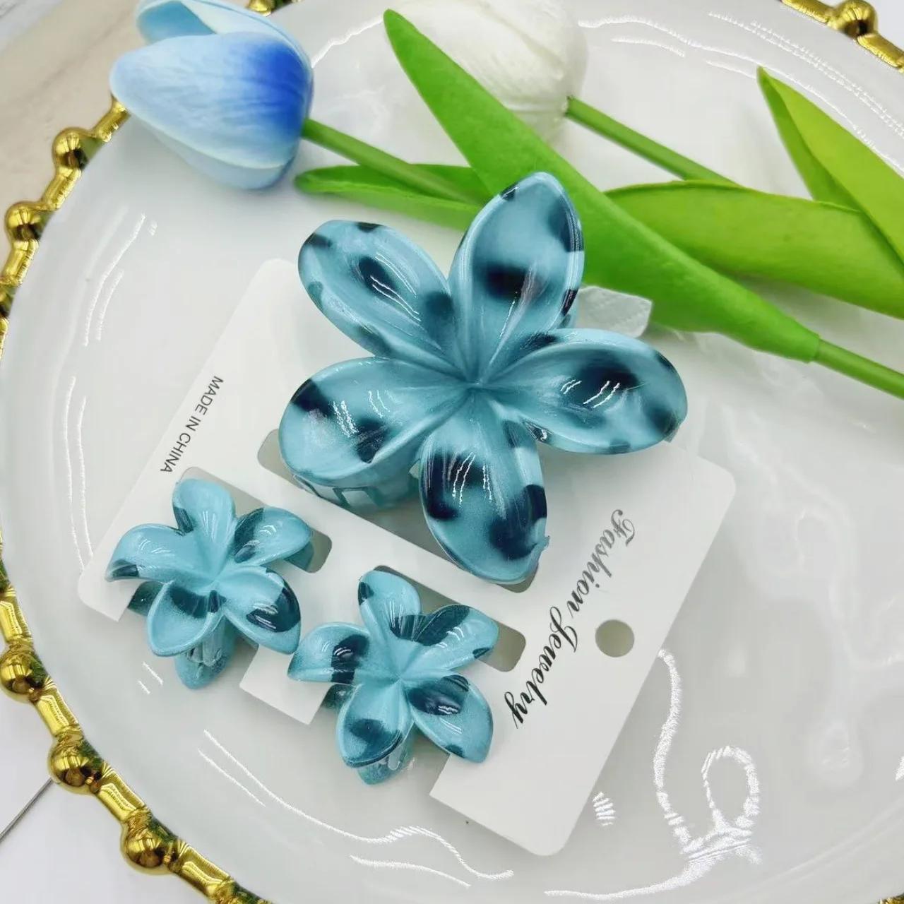 

3 шт. Красочные заколки для волос в виде цветов, Французский ретро леопардовый зажим для волос, Зажим для хвоста, Заколки-зажимы, Заколки для волос для женщин, Аксессуары для волос синий