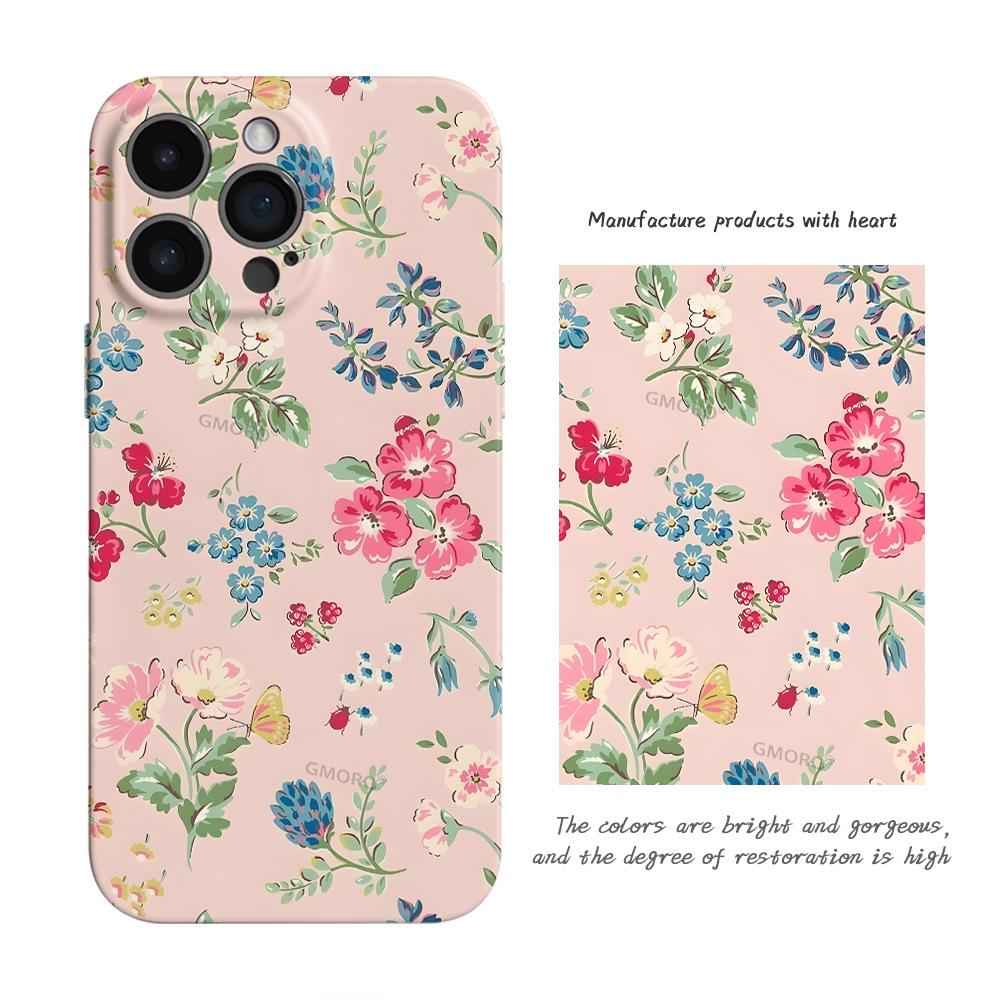 Pastoral Color Flower Mobile Phone Case iPhone14pm Hard Case All-inclusive Film Case Apple 17 Anti-drop High Value