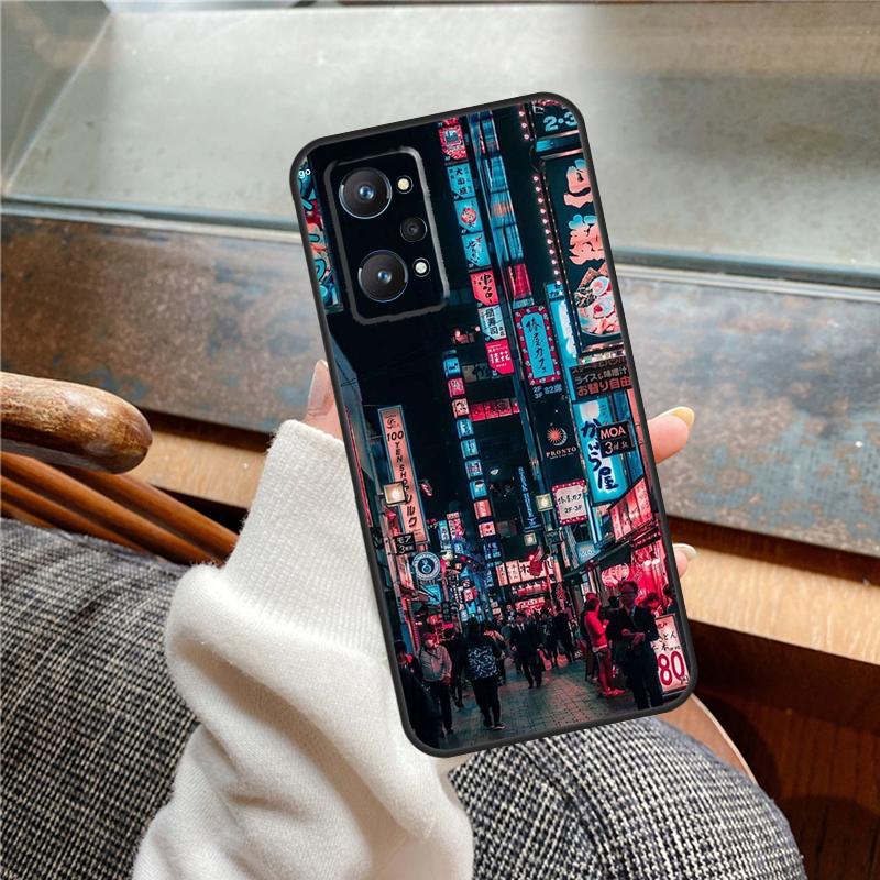 Japanese Night City Aesthetic Case For Realme 11 12 13 14 Pro Plus C53 C55 C51 C25 C63 C61 C65 C67 C71 C75 GT6 GT7 15 Pro