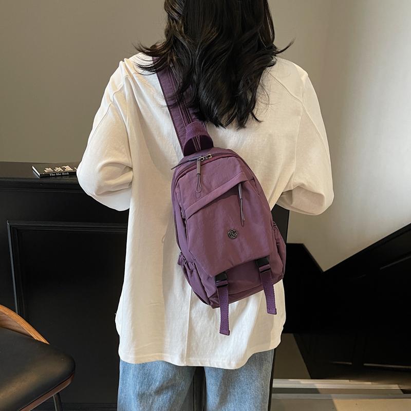 Simple Solid Unisex Small Backpack Versatile Large Capacity Backpack able Women's Chest Bag