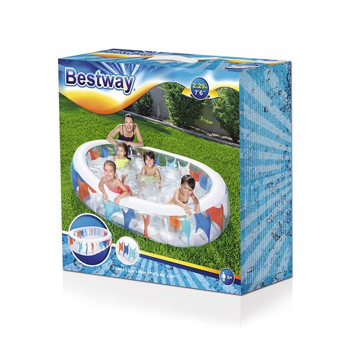 Piscine Gonflable Pour Enfants - BESTWAY - Elíptica - Ovale - Vinyle Résistant Testé - Bleu
