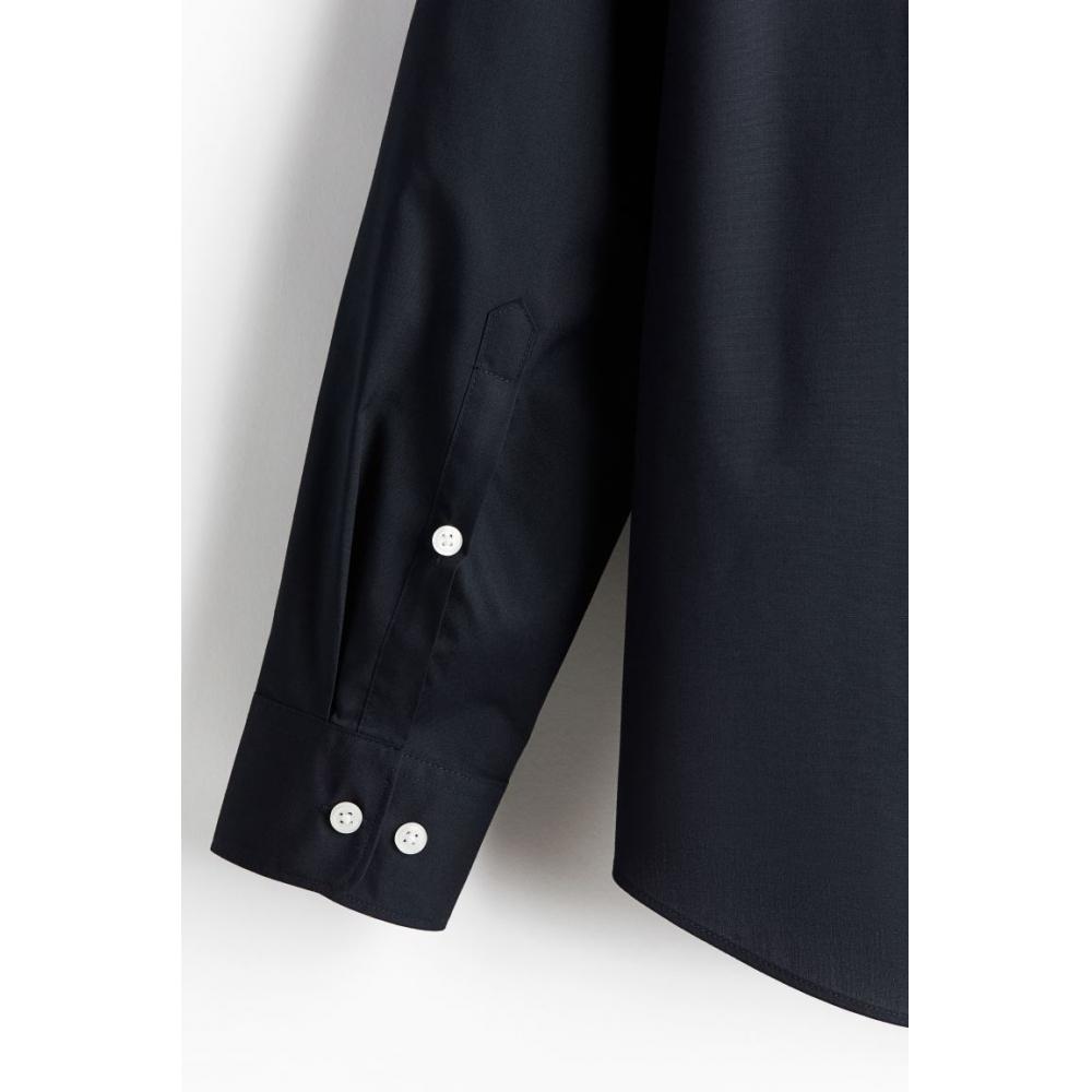 H M Easy Care Regular Fit sHirt Navy Blue