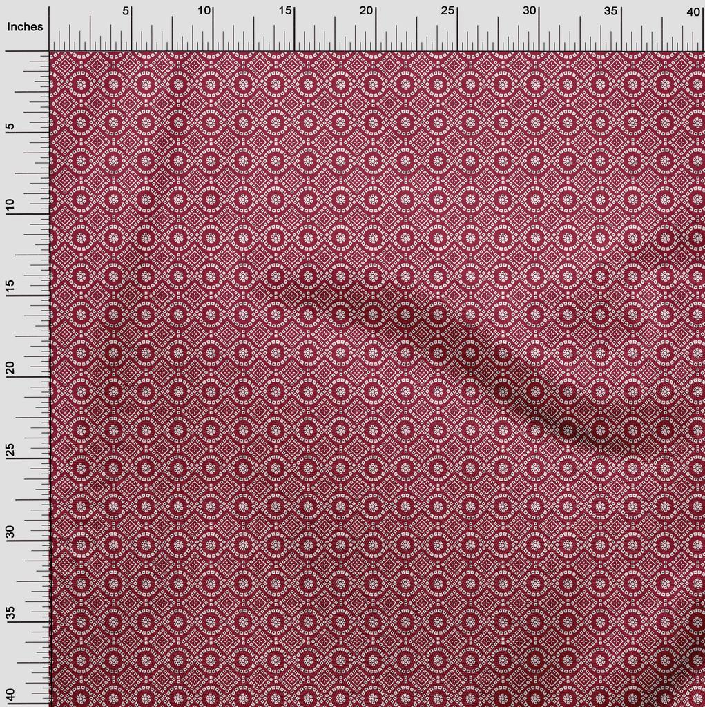 oneOone Cotton Flex Carmine Red Fabric Geometric Bandhani Sewing Craft Projects Fabric Prints By Yard 40 Inches
