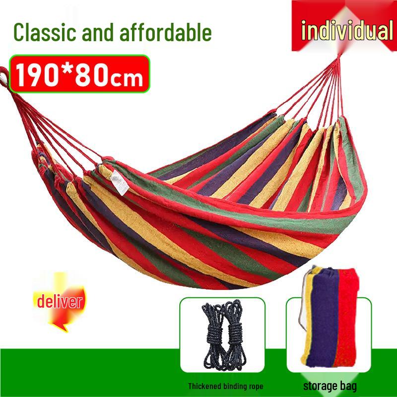 

Reinforced Wooden Stick Canvas Outdoor Camping Hammock
