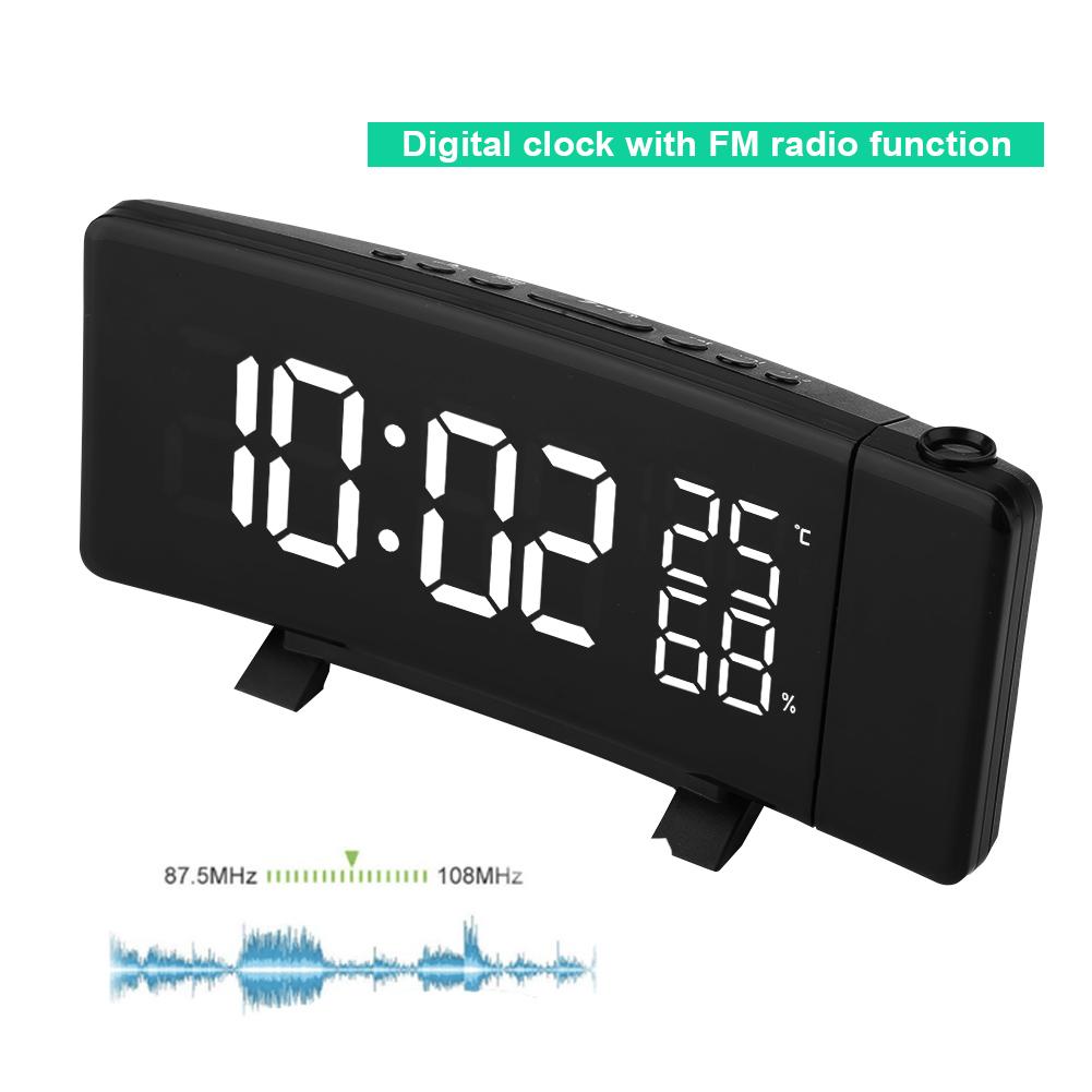 Digital Clock 3 Color Projection LED   Display Time Clock Temperature Humidity FM Radio 12