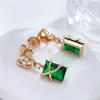 Luxury Square Green Natural Zircon Drop Earrings For Women  Rose Gold White Stone Daily Easy Matching Fine Jewelry Gift
