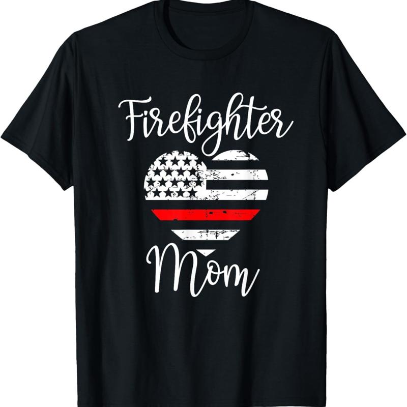 Firefighter Mom Son Family Support T Shirt