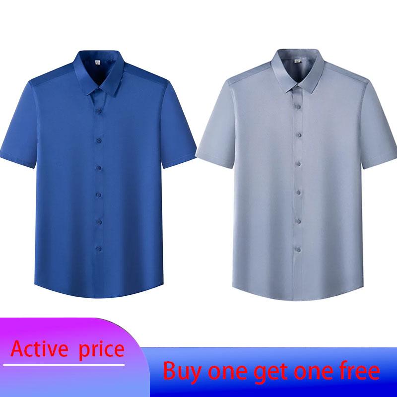 6XL Men's Short Sleeve Shirt Summer New Style Ice Silk Ice Feeling High Quality Large Size No Iron Business and Leisure