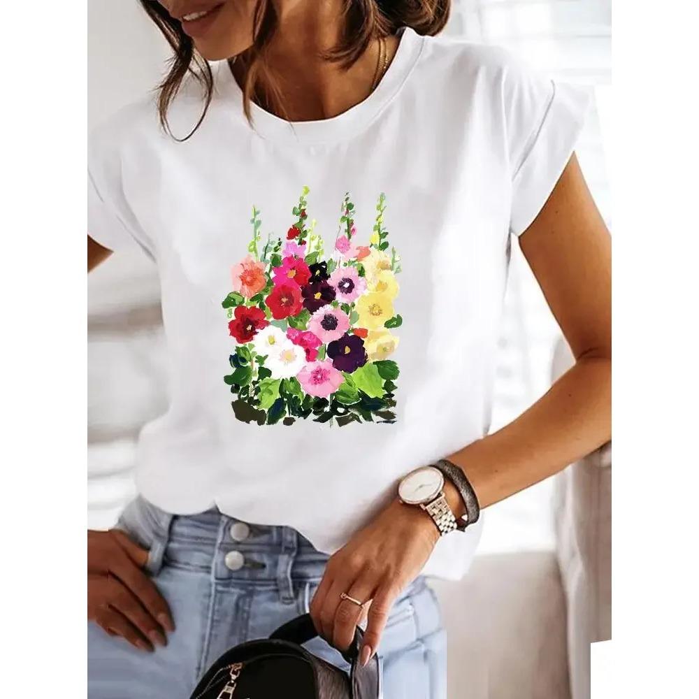 2025 Summer Women Clothes Style Trend Print T-shirt Fashion Short Sleeve Cute Casual Clothing