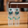Vintage Ethnic Colorful Crystal Dangle Earrings for Women Classic Beach Chain Tassel Drop Earring Female Pendiente Bijoux