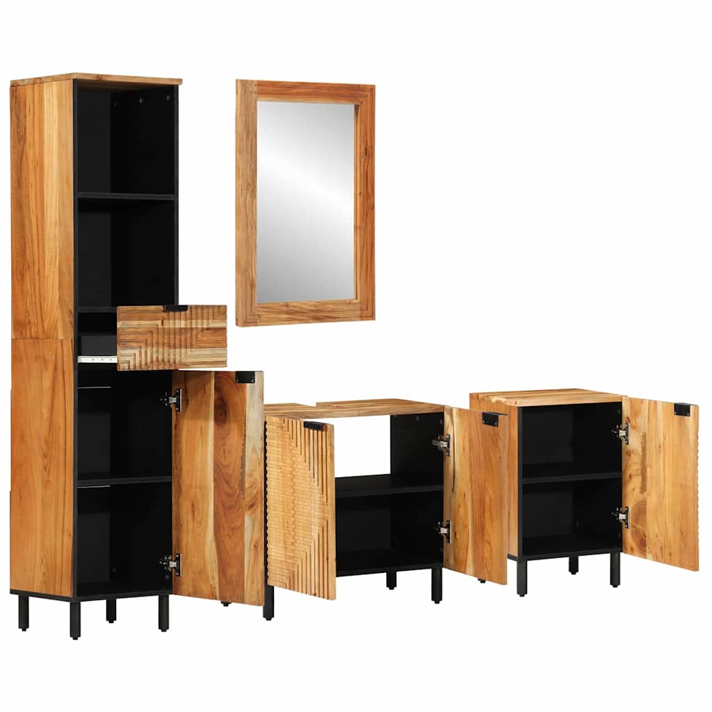 Bathroom Cabinet Set 4 Pcs Natural 38 X 33 X 160 Cm