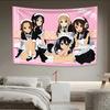 Kawaii Anime Maid Squad Tapestry Pink Polka Dot Polyester Wall Hanging for Bedroom Dorm Cute Anime Aesthetic Room Decor