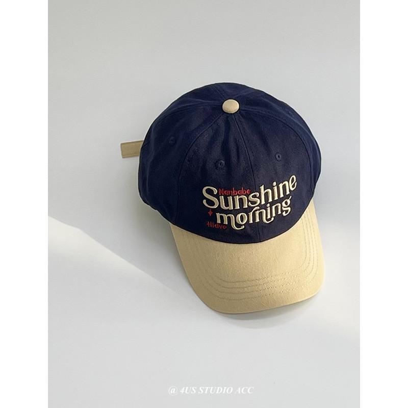 Sunshine Morning Letter Cotton Sun Hat With Soft Top For All Seasons тёмно-синий