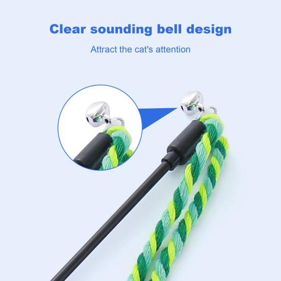 Yousheng Cat Tease Stick Toy Bite-Resistant with Bell Kitten Playing Interactive Teaser Wand Toys Handwoven Cotton Rope Pet Accessories