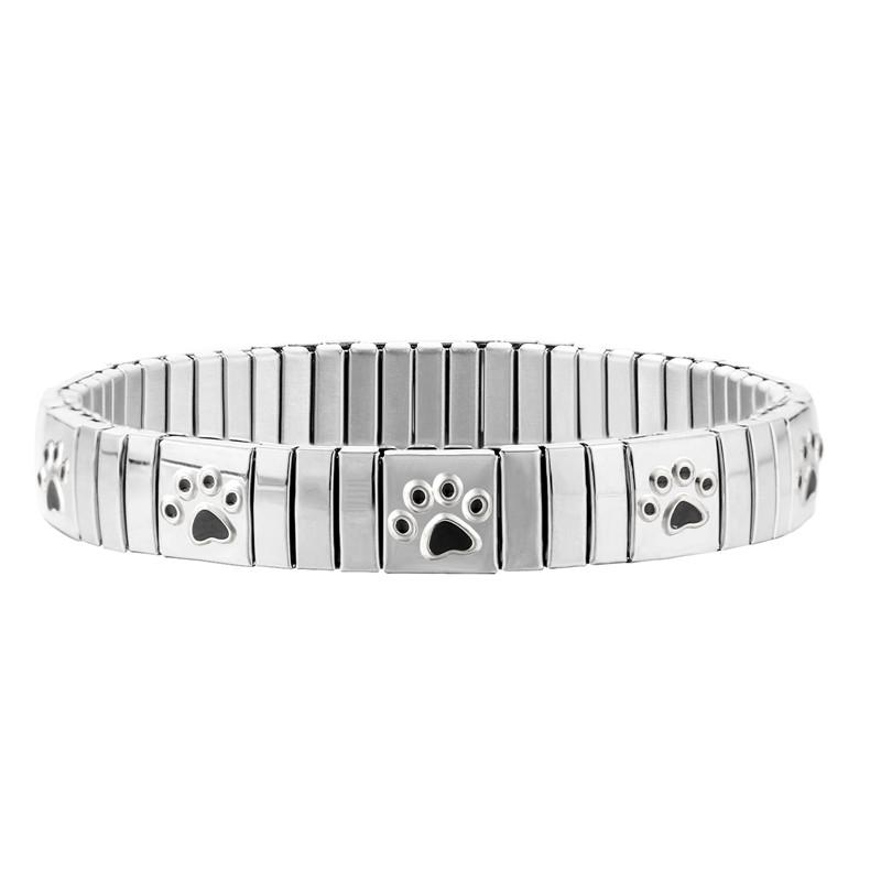 Mode Katzenpfote Hund Kirsche Italienische Charms Armband Edelstahl Elastisch Klobig Punk Armreif Herren Damen DIY Schmuckherstellung Geschenke