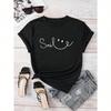 Letter Print Crew Neck T-Shirt Casual Short Sleeve Top For Spring & Summer Wounisex's Clothing  Y2k Top