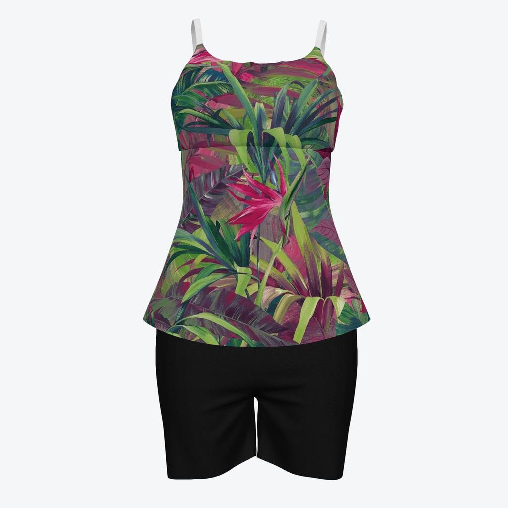 Women's 3D Print Strappy Tank & Shorts Swimsuit Set