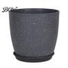 Gray Garden Pots for Patio Modern Plant Pot with Saucer, Flower Weather Resistant Planters Drainage Holes, Stone-Look Planter Indoor Outdoor