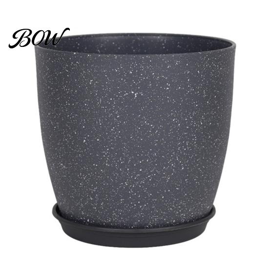 Gray Garden Pots for Patio Modern Plant Pot with Saucer, Flower Weather Resistant Planters Drainage Holes, Stone-Look Planter Indoor Outdoor