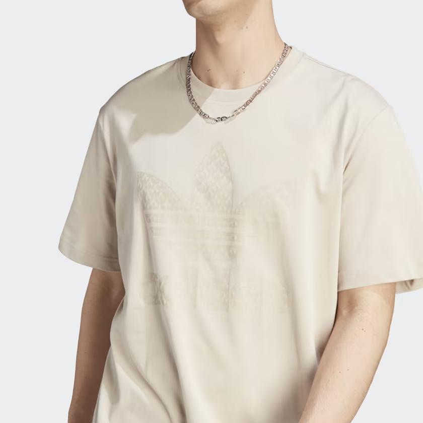 Adidas Originals Clover Graphics Monogram T-Shirt With Letter Logo Print Men Tops Beige IJ7462