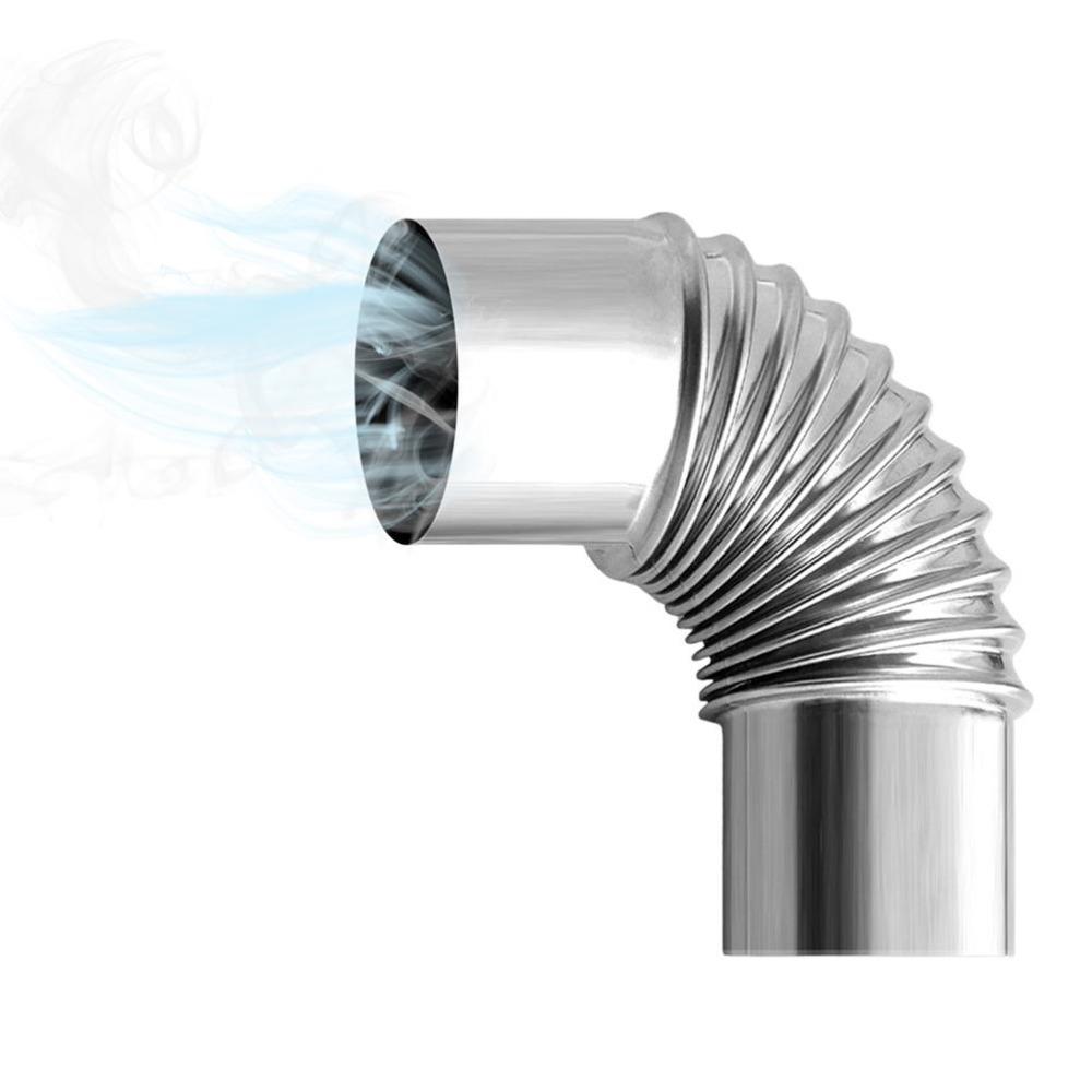 

Колено из нержавеющей стали 90 градусов Выхлопная труба Прочная Дымоходный патрубок Походная печь серебряный