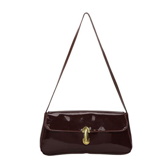 

Glossy Mini Shoulder Small Bag Retro Slim Hobo Handbag Shoulder Purse темно-коричневого кольору