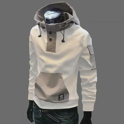 Men's Trendy 2024 Patchwork Hooded Sweatshirt - Spring & Autumn Collection