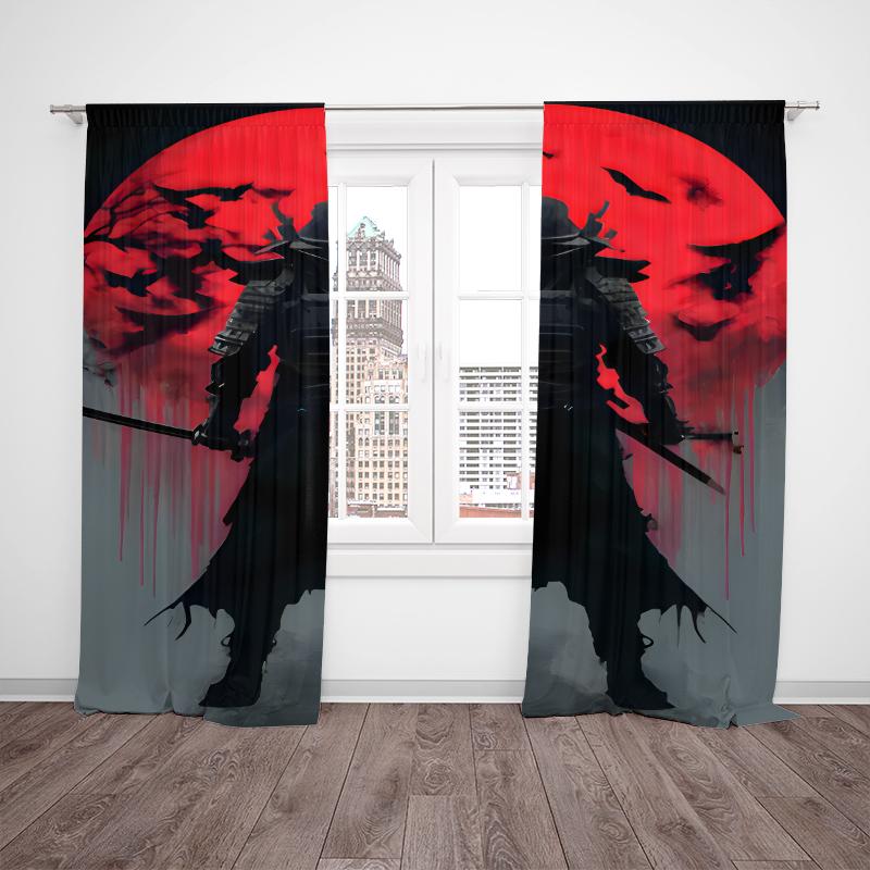 2pcs- Post-apocalypte Warrior Polyester Curtains, Pole Bag Curtains 42*84, Bedroom, Living Room, Home Room Decoration
