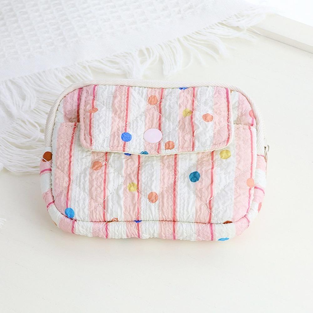 

Multifunctional Cartoon Floral Quilted Storage Bag Soft Portable Travel Coin Purse Zipper Polyester Students Card Holder