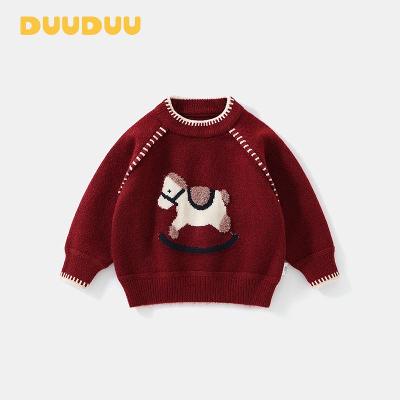 DUUDUU Korean-Style Toddler Knitwear: New Autumn/Winter Warm Red Sweaters for Kids 80 cm красный