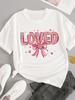 (Asian Size) T-shirts Fashion O-neck Female Casual Women's Top T Clothing Love Heart Style Print Short Sleeve Graphic Tee