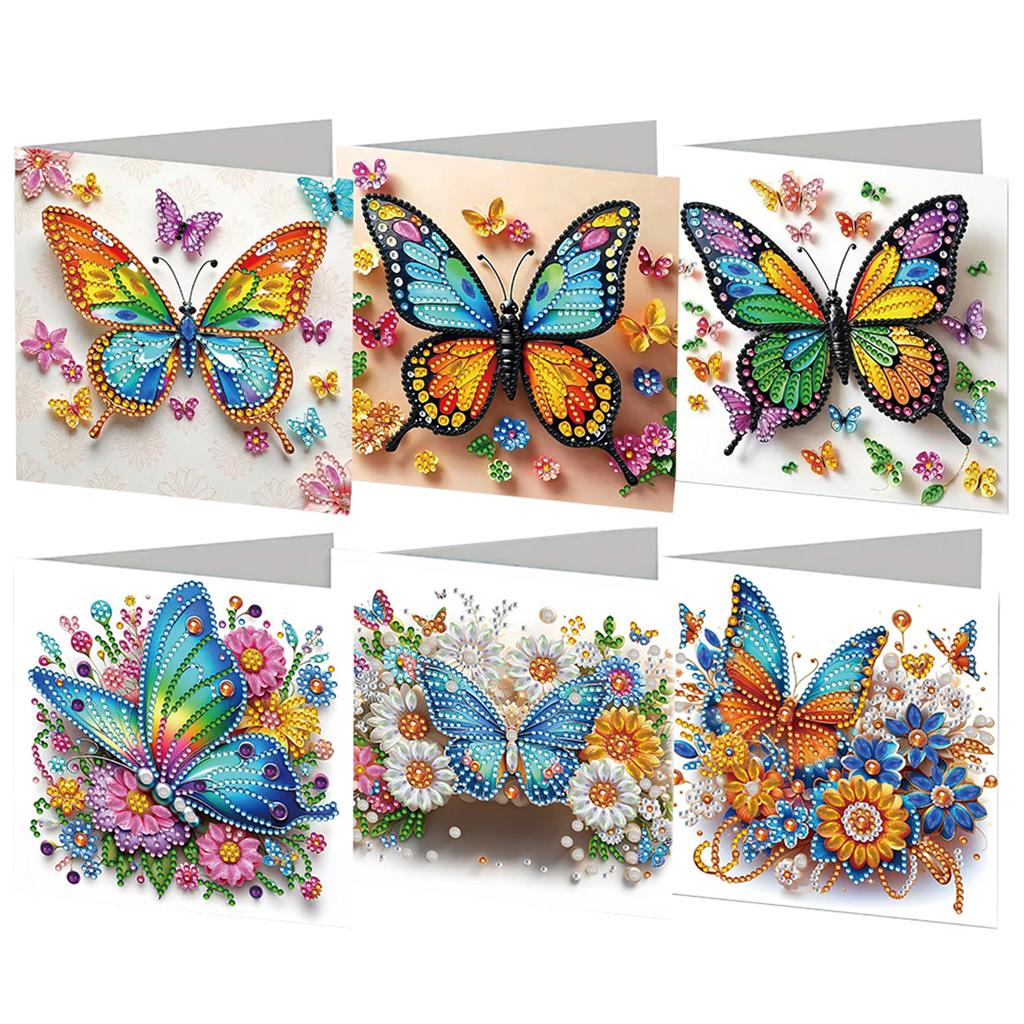 6pcs DIY Rhinestone Diamond Art Mosaic Postcards Diamond Art Handmade Cards Creative Christmas Birthday & Thanksgiving Card Kits