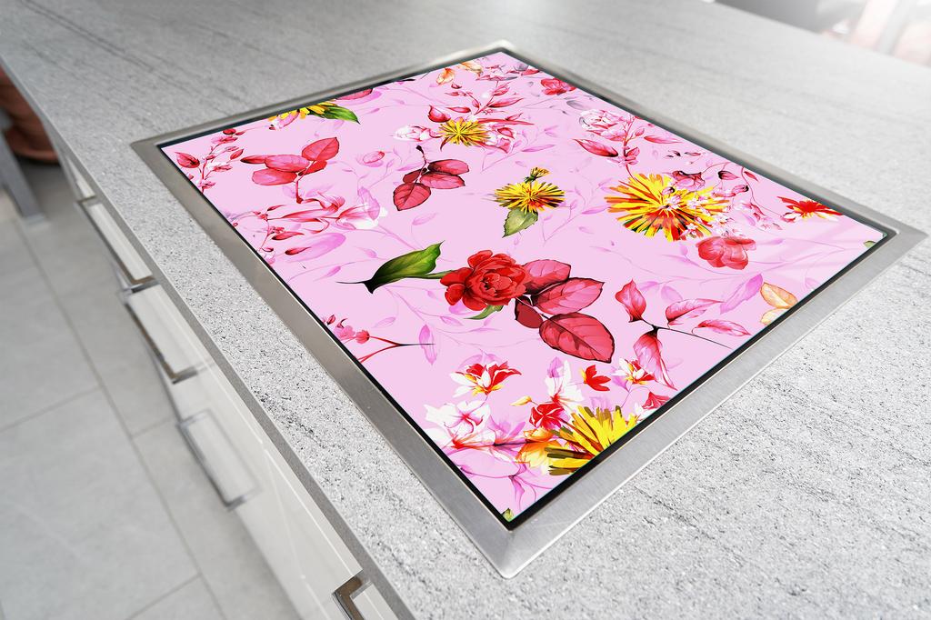 Glass stovetop protector 70x52 Flower
