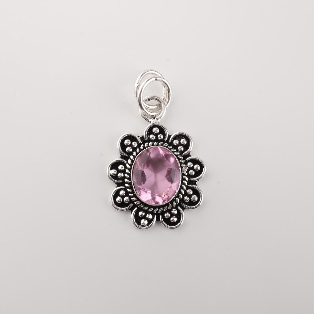 Morganite Gemstone 925 Sterling Silver Jewelry Designer Wedding Pendant 1.37" For Women CP-40-11