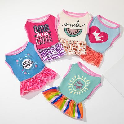 Abito per animali domestici Assorbente il sudore Lavabile Non si restringe Non scolorisce Confortevole Vestito da principessa a due gambe con scollo rotondo per animali domestici per esterno